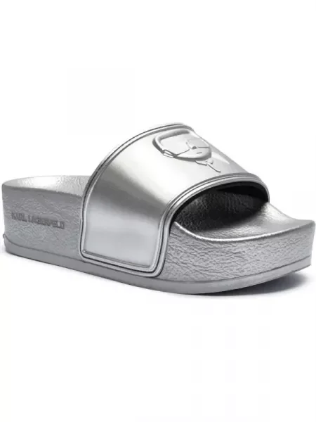 Karl Lagerfeld papucs KONDO MAXI női platformos ezüst