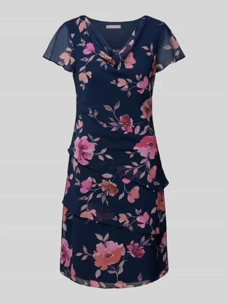 Sukienka koktajlowa o długości do kolan z efektem stopniowania Christian Berg Cocktail granatowa