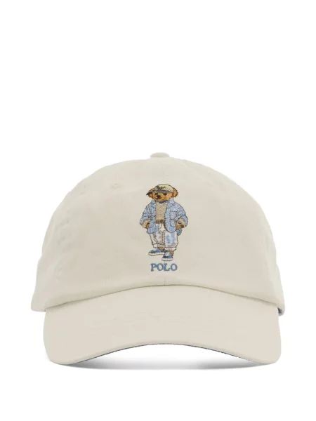 Krótka czapka z daszkiem Polo Ralph Lauren z twillu z nadrukiem brązowa