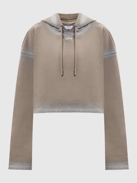 Укорочене худі Spray з принтом логотипа Off-white коричневе