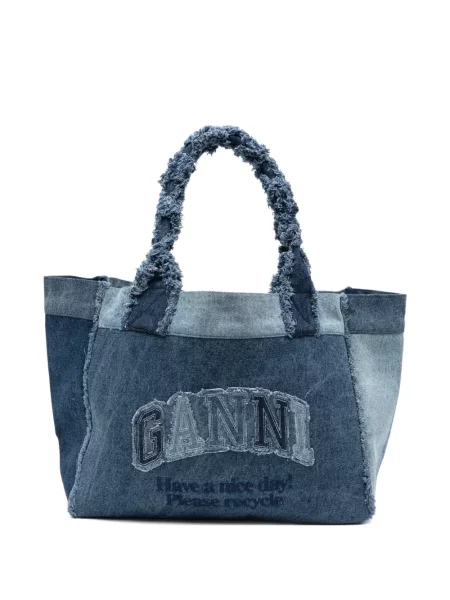 Geantă shopper Ganni albastru