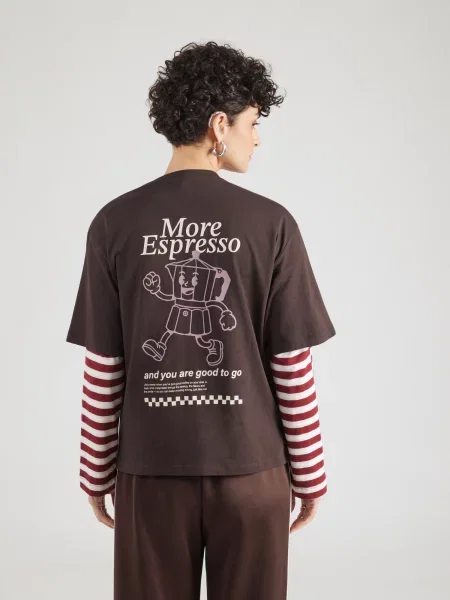 VERO MODA Tričko VMPAULINA THEA svetlobéžová / čokoládová / orgovánová