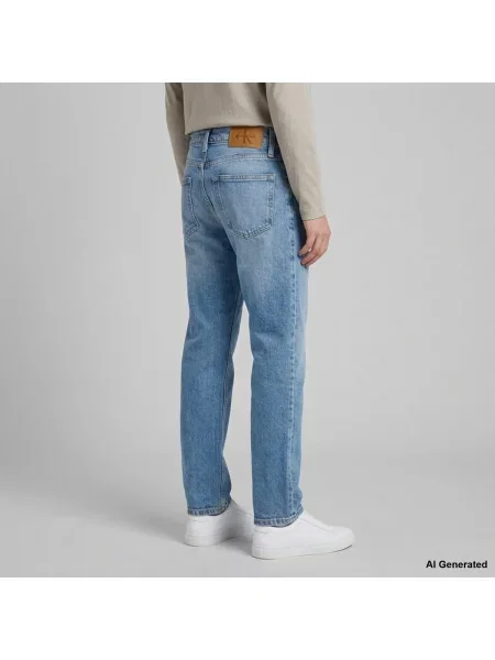 Džínsy s rovným strihom Calvin Klein Jeans modrá