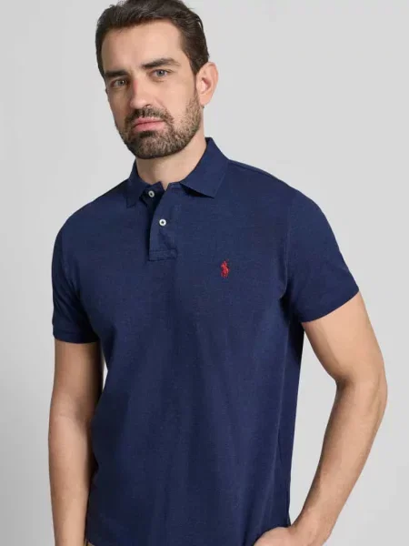 Koszulka polo o kroju slim fit z czystej bawełny Polo Ralph Lauren niebieska