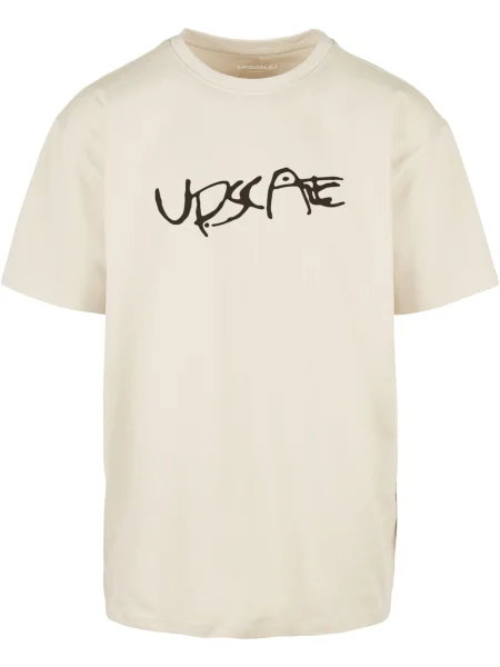 MT Upscale Tricou Giza nisipiu / maro negru