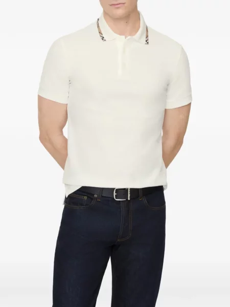 Polo Burberry în carouri alb