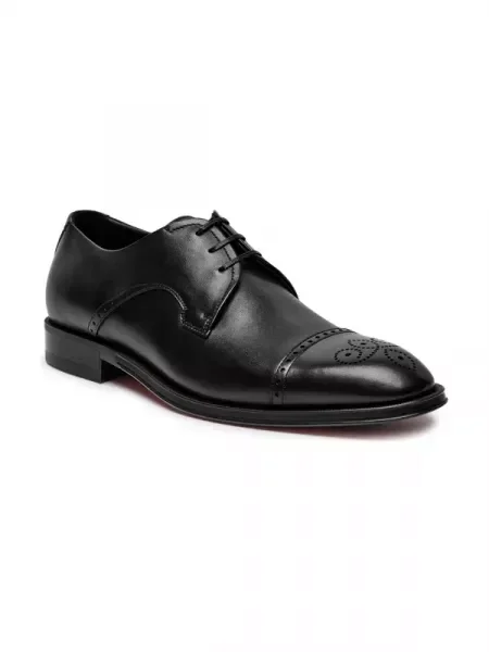 BOSS BLACK Bőr derby cipő Derrek fekete