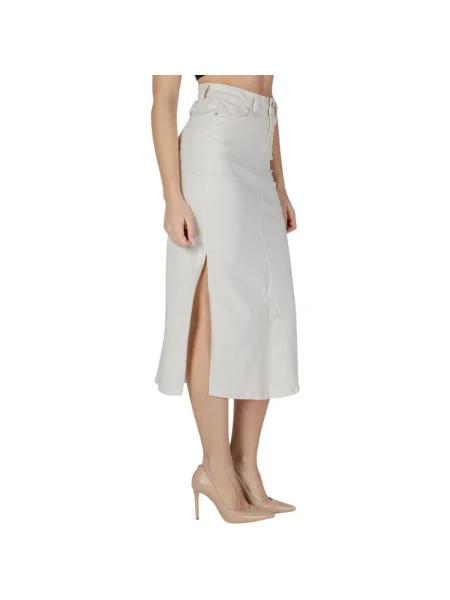 Fustă midi Vila până la genunchi alb