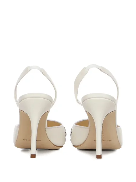 Pantofi cu toc Manolo Blahnik slingback de cristal alb