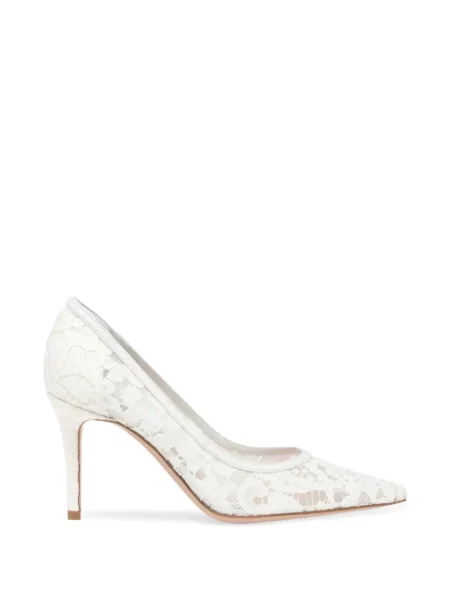 Pantofi cu toc Gianvito Rossi din dantelă alb