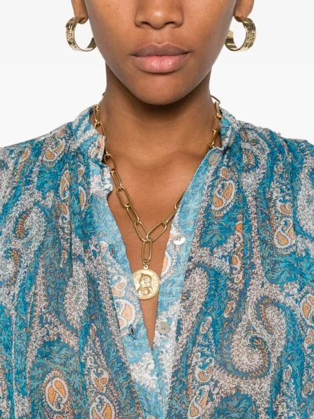 Bluză Etro de mătase cu model paisley albastru