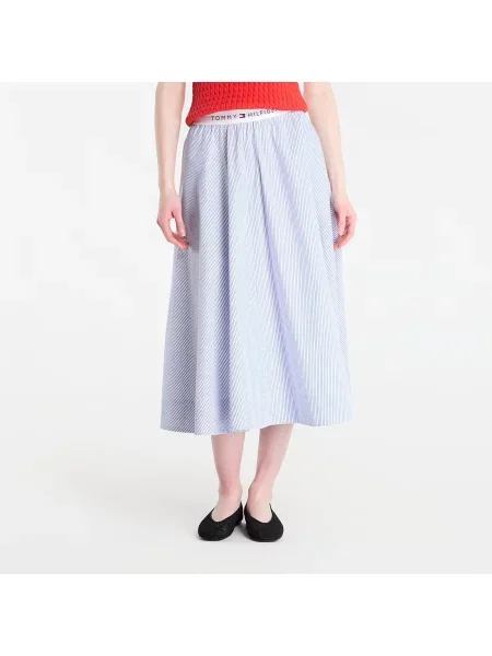 Spódnica Tommy Hilfiger Poplin Branded Midi Skirt Misty Lazuli Blue Stripe S niebieska