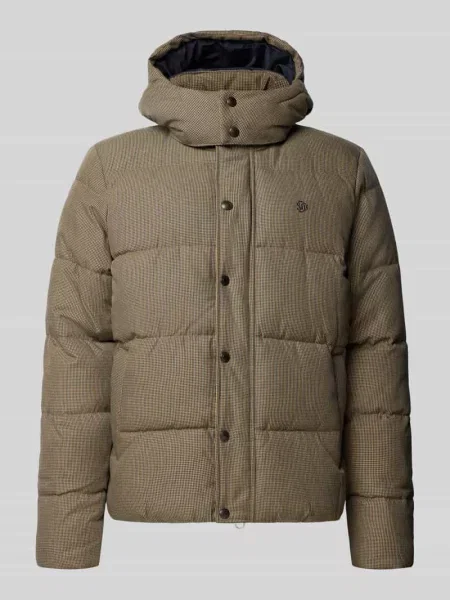 Pikowana kurtka z krytym zamkiem błyskawicznym i przeszywanym logo Superdry beżowa