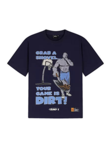 Tricou Grab a Shovel albastru marin / albastru regal / gri alb