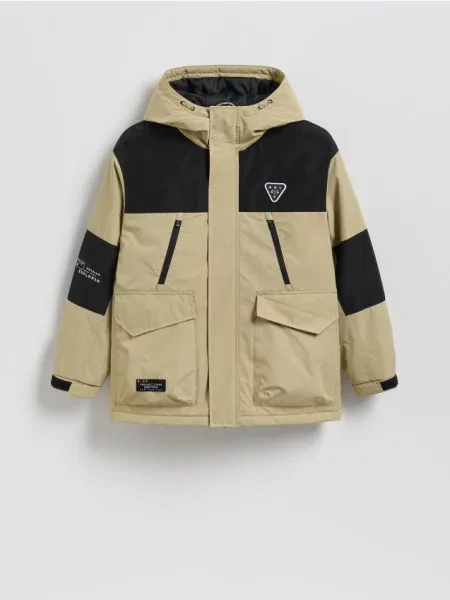 Reserved Geacă subțire cu glugă verde-oliv deschis verde