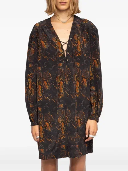 Костюм рокля Zadig&voltaire с връзки с дантела черно