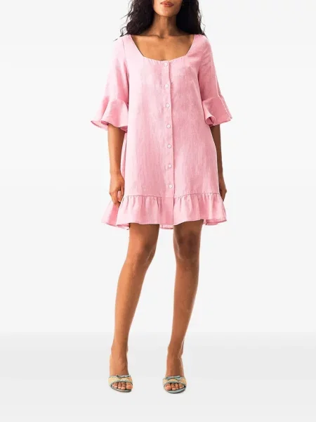 Scurt rochie Sleeper de in cu volane roz
