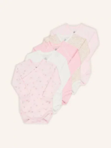 Petit Bateau Balení 5 Ks Zavinovacích Body růžová / starorůžová bílá