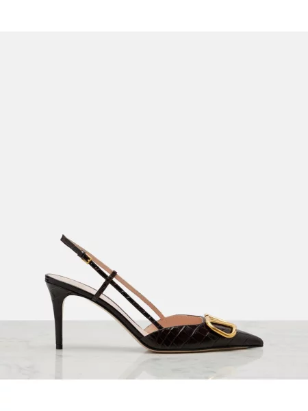 Pantofi cu toc Valentino Garavani din piele slingback maro