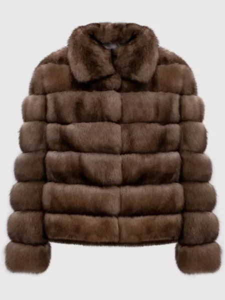 Шуба з хутра соболя з ефектом градієнта Rindi бежева