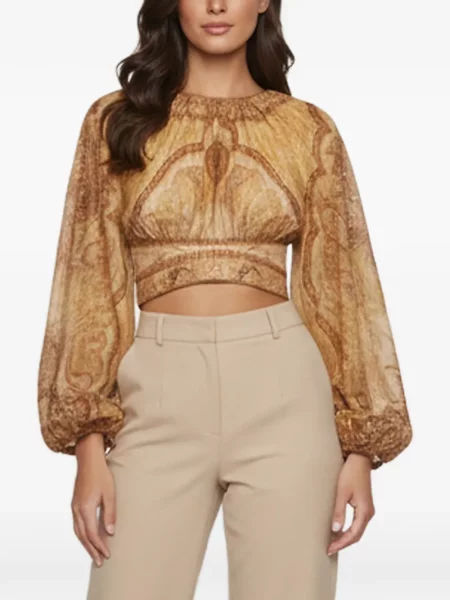 Decupat top Zimmermann cu imagine cu model paisley maro