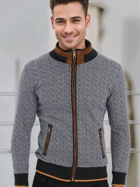 Hanorac Dewberry cu model herringbone albastru