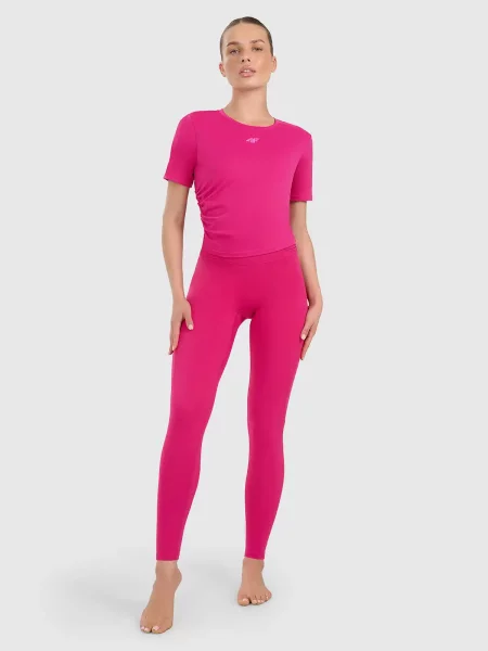 4F legginsy z detalem na pasie i wykończeniem szybkoschnącym S różowe