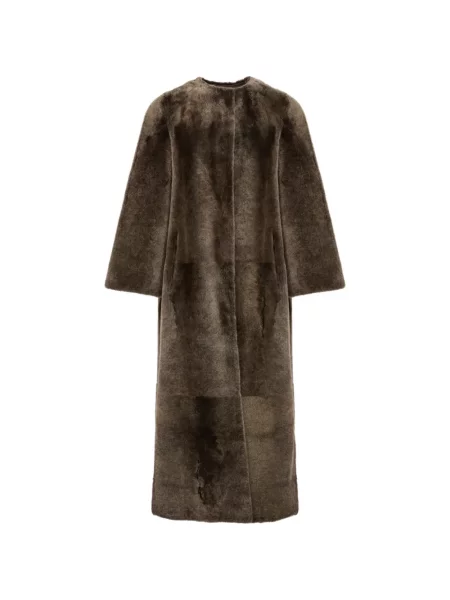 Reversibil haină din piele de oaie Yves Salomon din piele de oaie maro