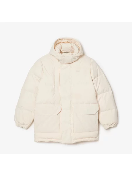 Lacoste Kurtka Puchowa Z Odpinanym Kapturem Midi beżowa