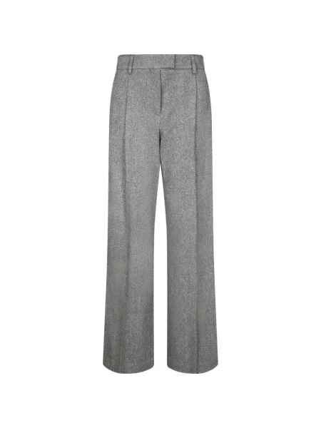 Pantaloni palazzo Brunello Cucinelli cu model herringbone gri