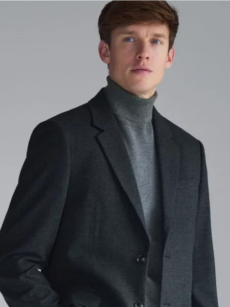 Reserved Піджак прямого крою з віскозою темно-сірий сірий