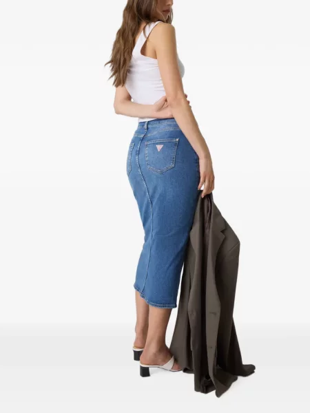 Fustă midi Guess albastru