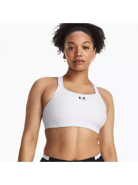 Biustonosz treningowy Under Armour HeatGear Armour High white/jet gray biały