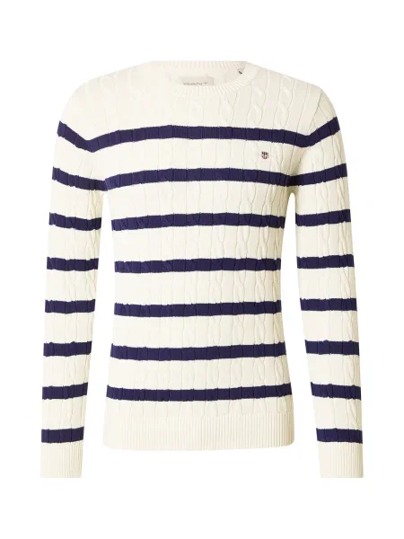 GANT Pulover crem / marin albastru