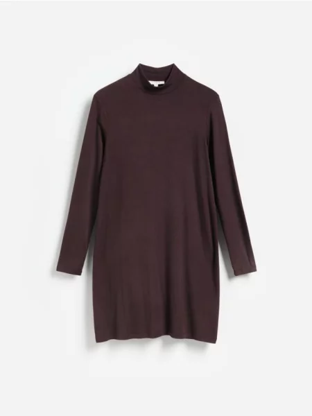 Reserved Rochie midi cu conținut ridicat de modal maro-închis maro