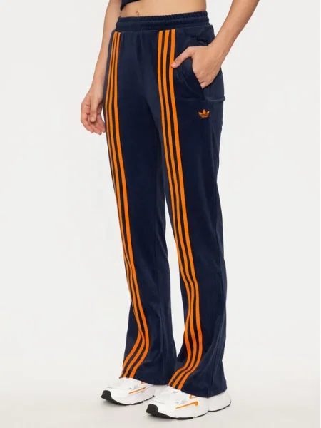Adidas Originals pantaloni de trening din velur Velour Track Pant bleumarin cu imprimeu
