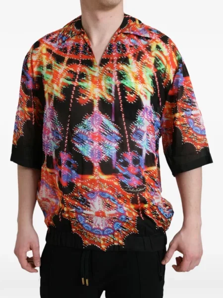 Tricou Dolce & Gabbana de mătase cu imagine negru