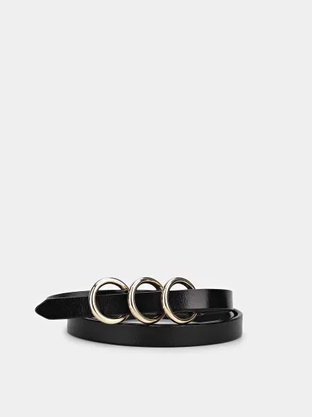 Кожаный ремень Braska с ремешками черный