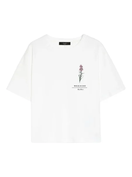 Voiaj tricou Weekend Max Mara cu model floral cu imagine alb