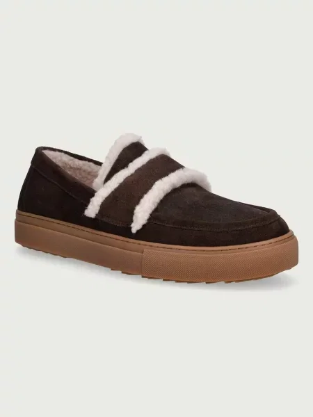 Inuikii mocasini pentru femei din piele întoarsă Shearling Loafer maro