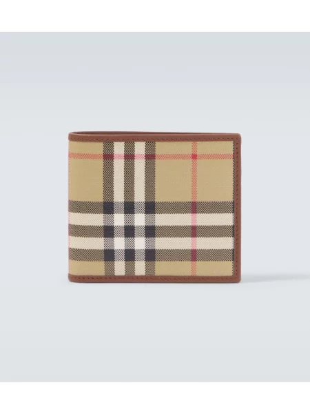 Portofel Burberry în carouri din canvas bej