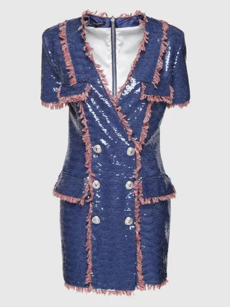 Платье Balmain с пайетками синее