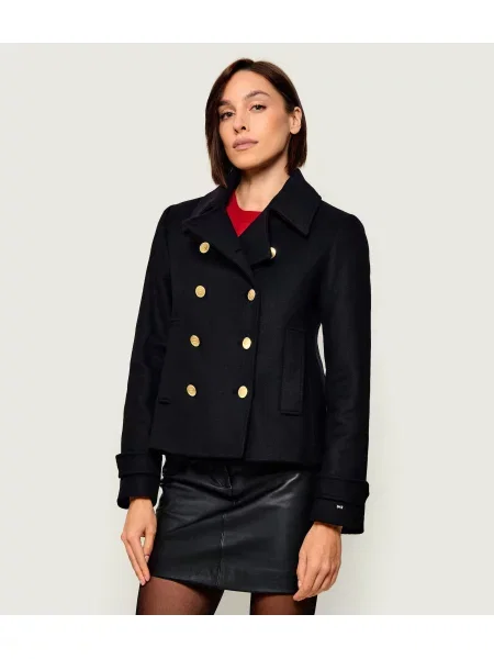 Tommy Hilfiger Gyapjú kabát fekete