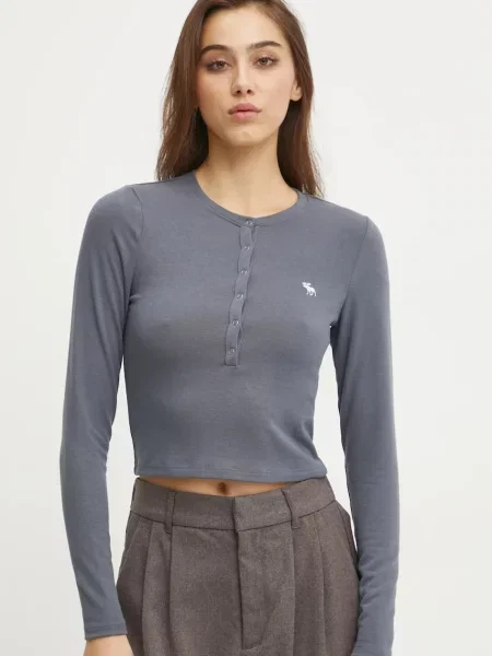 Блуза с дълги ръкави Abercrombie & Fitch синьо
