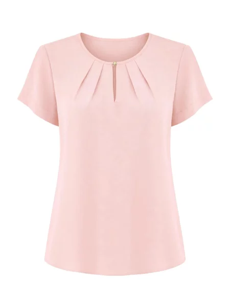 REGINA FASHION Blúzka Short Sleeve Blouse with Pleated Neckline svetloružová