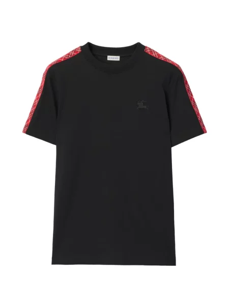 Tricou Burberry cu broderie în carouri negru