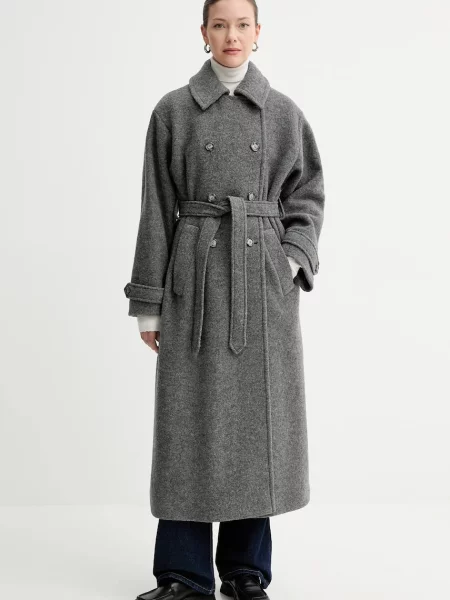 A.P.C. palton de lana manteau lea gri