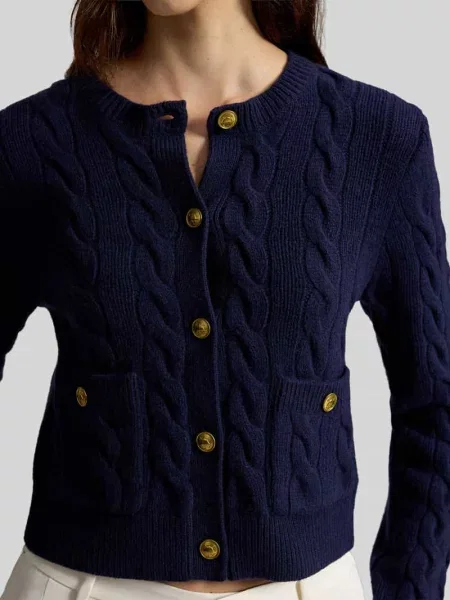 Polo Ralph Lauren Swetry Kobieta Niebieski L Wełna Gilet Cables granatowy