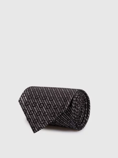 Краватка із шовку з люрексом Stefano Ricci чорна