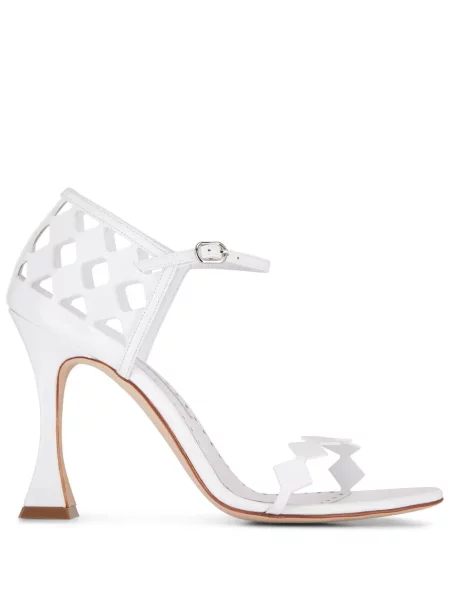 Sandale Manolo Blahnik din piele alb
